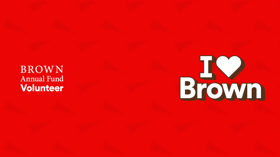 'I Heart Brown' graphic over a pattern of pennants.