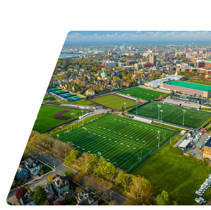 Aerial photograph of Brown’s athletics fields.