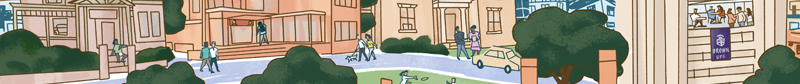 a narrow slice of the banner image illustration of buildings on Brown's campus