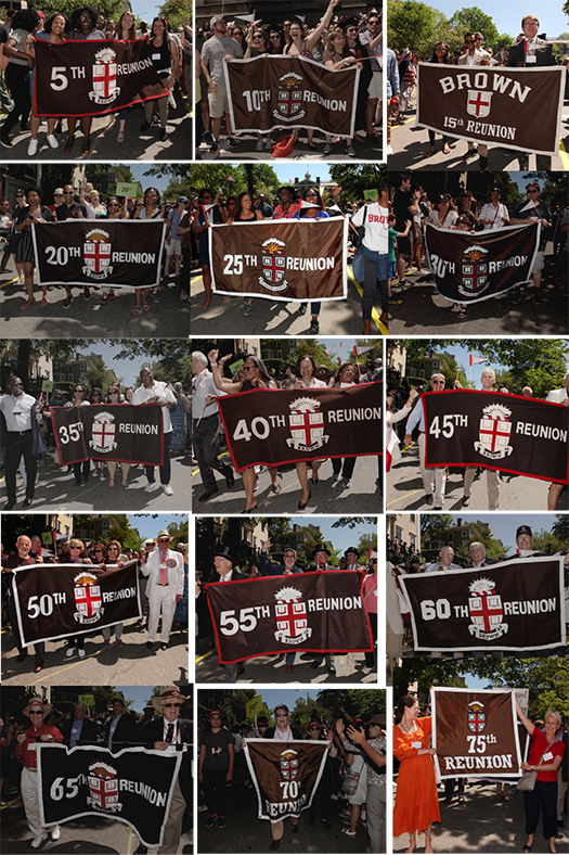 collage of reunion banners