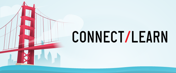 illustration of golden gate bridge with text that reads 'Connect/Learn'