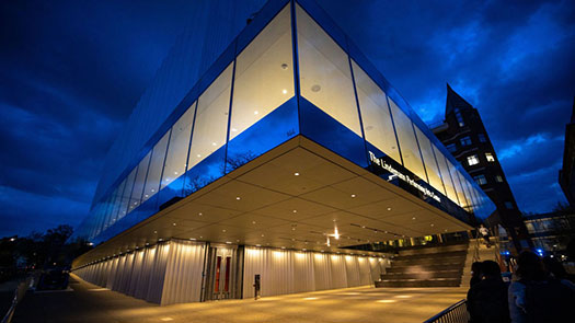 Lindemann Performing Arts Center exterior at night