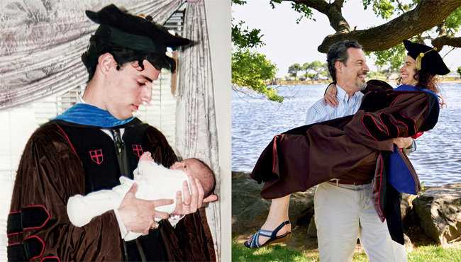 Before and after of Robert L. D’Ordine PhD’95 holding Alexandra M. D’Ordine PhD’23